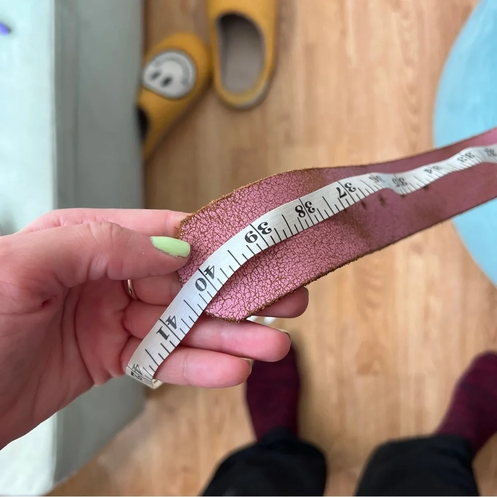 Pink genuine Leather Belt with sparkle buckle